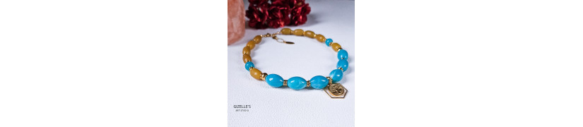 Gemstones and Glass Beads Necklace with a Coin