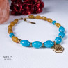 Gemstones and Glass Beads Necklace with a Coin
