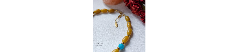Gemstones and Glass Beads Necklace with a Coin