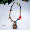 Gemstones and Glass Beads Necklace with a Coin