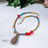 Gemstones and Glass Beads Necklace with a Coin