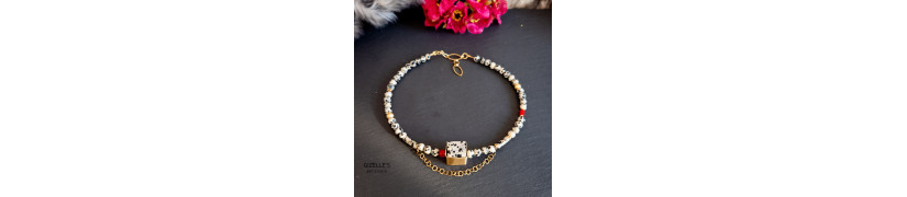 Gemstones and Glass Beads Necklace with a Coin