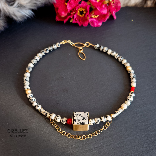 Gemstones and Glass Beads Necklace with a Coin Gemstones and Glass Beads Necklace with a Coin