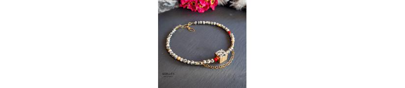 Gemstones and Glass Beads Necklace with a Coin