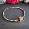 Gemstones and Glass Beads Necklace with a Coin