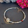Gemstones and Glass Beads Necklace with a Coin