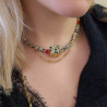 Gemstones and Glass Beads Necklace with a Coin