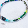 Gemstones and Glass Beads Necklace with a Coin