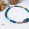 Gemstones and Glass Beads Necklace with a Coin