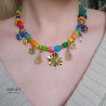 Gemstones and Glass Beads Necklace with a Coin