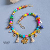 Gemstones and Glass Beads Necklace with a Coin