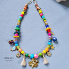 Gemstones and Glass Beads Necklace with a Coin