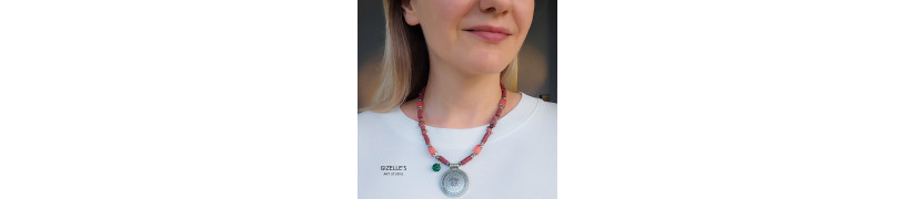 Różowy Naszyjnik Boho z Rodonitem