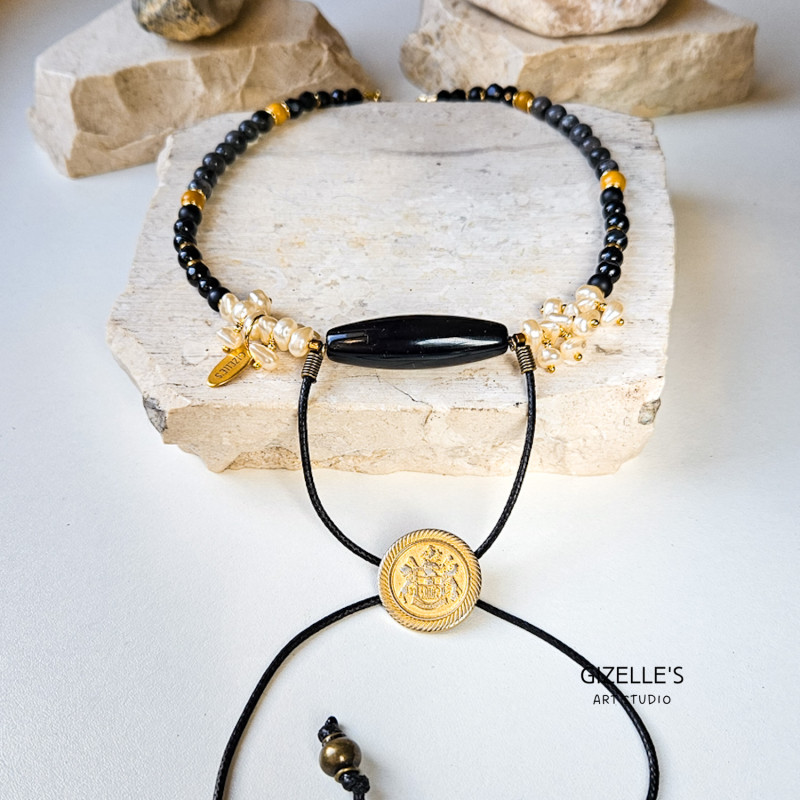 Naszyjnik TORR – kobiecy bolo z kamieni i pereł