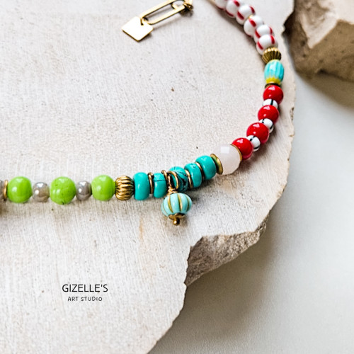 Naszyjnik PERŁOWY KIEŁ – mosiądz i perły handmade