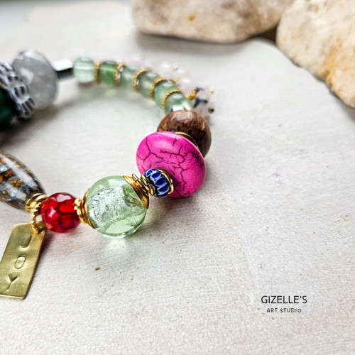Bransoletka JOY – kolorowa bransoletka handmade z napisem