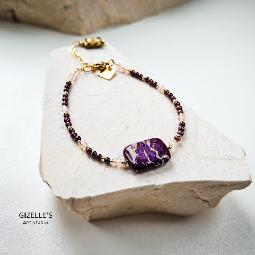 Bransoletka Cesarska – jaspis imperialny, granat, hematyt | Gizelle’s