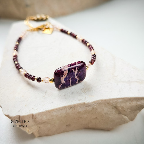 Bransoletka Cesarska – jaspis imperialny, granat, hematyt | Gizelle’s