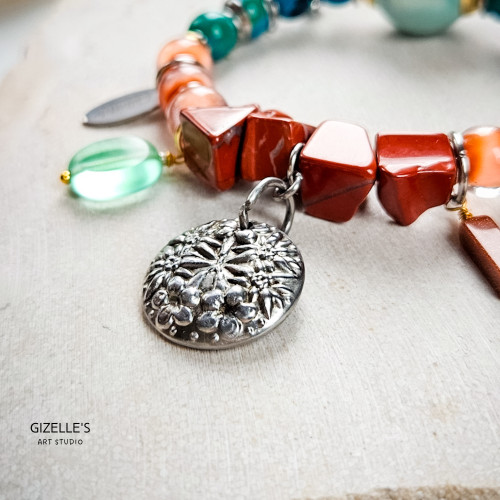 Bransoletka Krystyna – jaspis, chryzokola i moneta vintage | Gizelle's