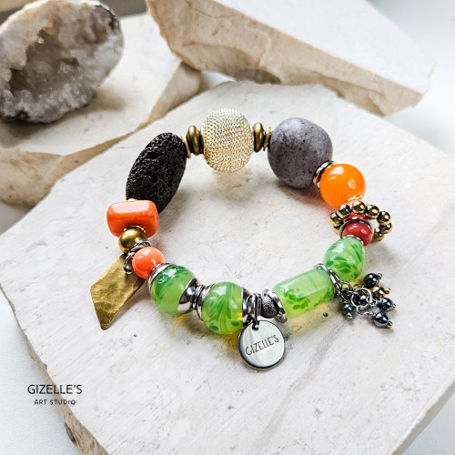 Bransoletka Kwiat Pomarańczy – unikat handmade z kamieni naturalnych