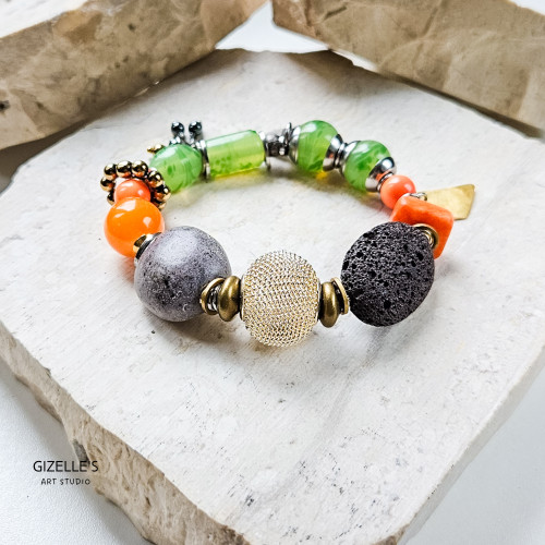 Bransoletka Kwiat Pomarańczy – unikat handmade z kamieni naturalnych