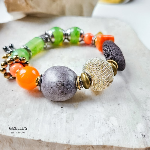 Bransoletka Kwiat Pomarańczy – unikat handmade z kamieni naturalnych