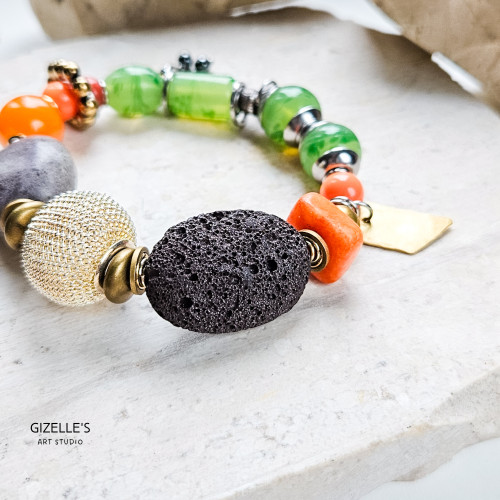 Bransoletka Kwiat Pomarańczy – unikat handmade z kamieni naturalnych