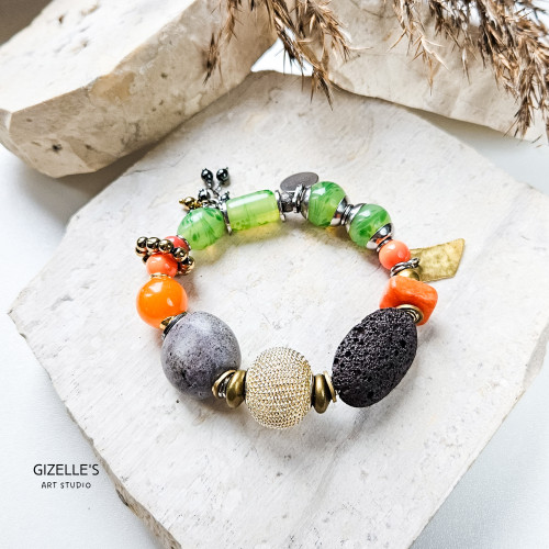 Bransoletka Kwiat Pomarańczy – unikat handmade z kamieni naturalnych