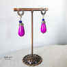 Kolczyki Purple Drop – turkmenit purpurowy, hematyt, stal szlachetna | Gizelle’s