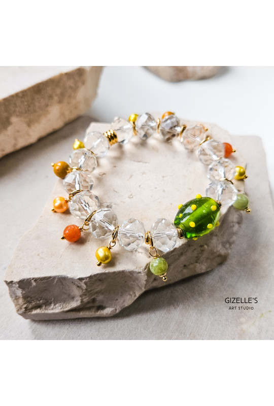 Bransoletka Lucky Charms – perły, jaspis i szkło