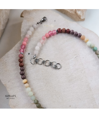 Naszyjnik Marina – kamienie naturalne i guziki vintage