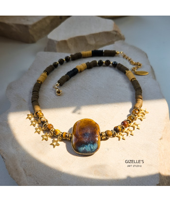 Naszyjnik Nocne Niebo nad Narwią – Tygrysie Oko i ceramika