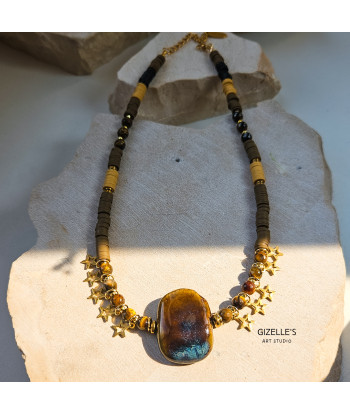 Naszyjnik Nocne Niebo nad Narwią – Tygrysie Oko i ceramika