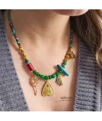 Naszyjnik Rozalia – zielone agaty i złote detale