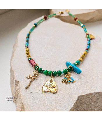 Naszyjnik Rozalia – zielone agaty i złote detale