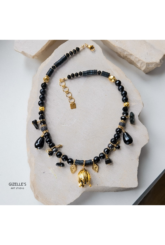 Naszyjnik Szeptem Do Mnie Mów – onyks i złote detale