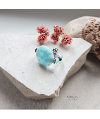 Elastyczny pierścionek Sky High – kwarc i agaty