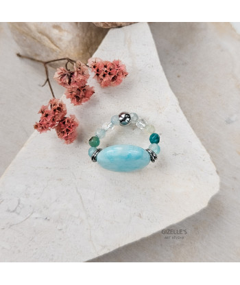 Elastyczny pierścionek Sky High – kwarc i agaty