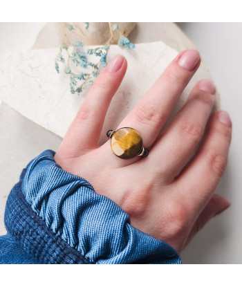 Elastyczny pierścionek Bourbon – Tygrysie Oko i onyks