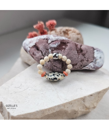 Elastyczny pierścionek Vanilla Pop – jaspis dalmatyński