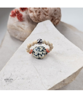 Elastyczny pierścionek Vanilla Pop – jaspis dalmatyński