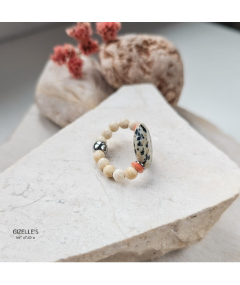 Elastyczny pierścionek Vanilla Pop – jaspis dalmatyński
