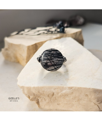 Elastyczny pierścionek Picasso – jaspis i szkło czeskie