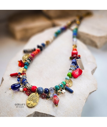 Bogaty Indigo Red – artystyczny naszyjnik z zawieszkami