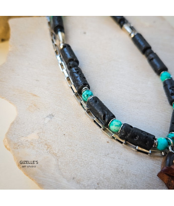 Naszyjnik Milky Way – lawa wulkaniczna, turkus | autorska biżuteria handmade