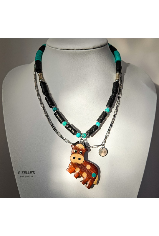 Naszyjnik Milky Way – lawa wulkaniczna, turkus | autorska biżuteria handmade