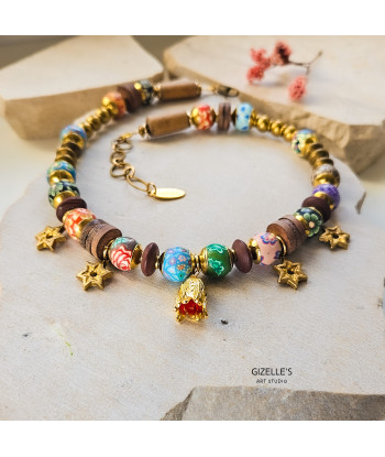 Naszyjnik Mosiężny z Masą Fimo - ZŁOTE RUNO