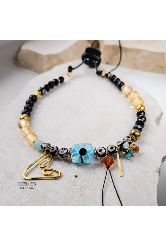 Naszyjnik MOYO – artystyczna biżuteria handmade z sercem z mosiądzu | Gizelle’s