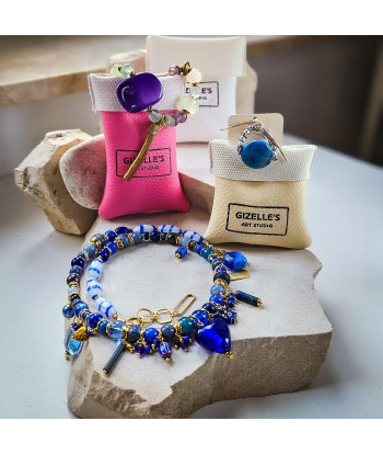 Naszyjnik Marina – kamienie naturalne i guziki vintage