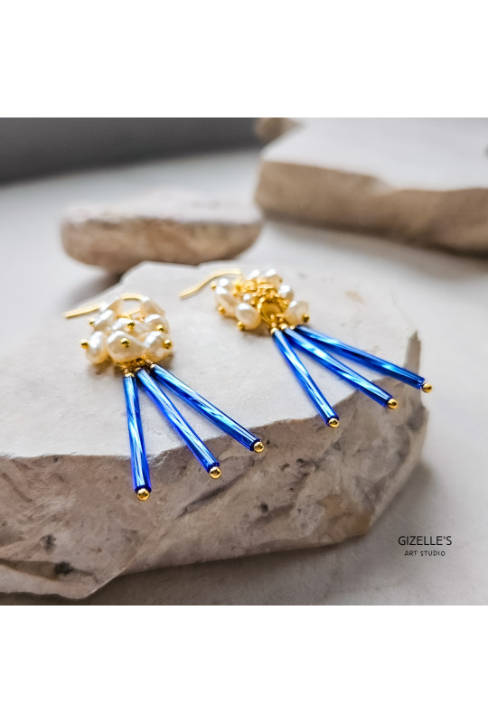 Lumière – długie kolczyki ze szkła i perełek